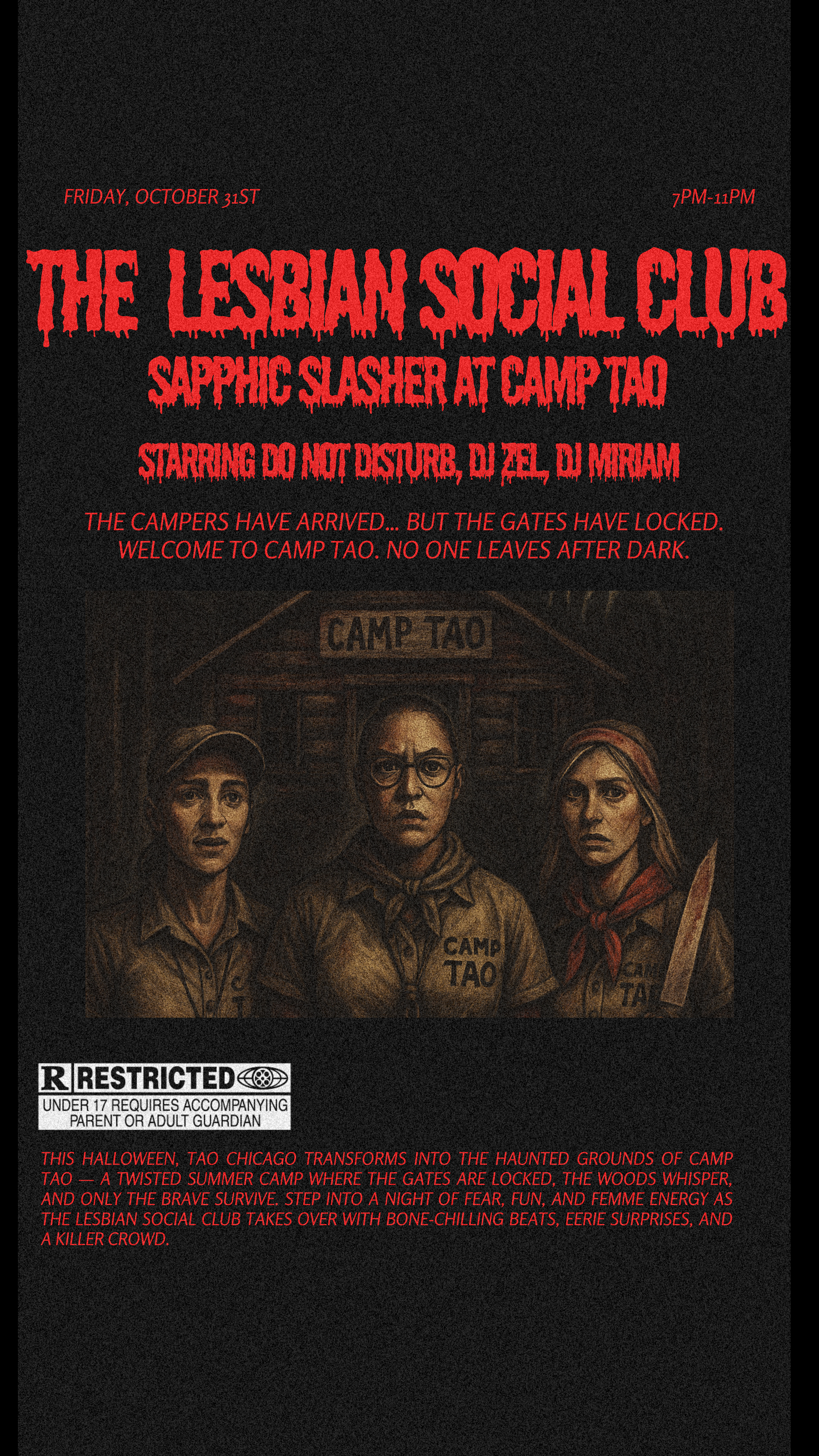 Lesbian Social Club Sapphic Slasher at Camp Tao