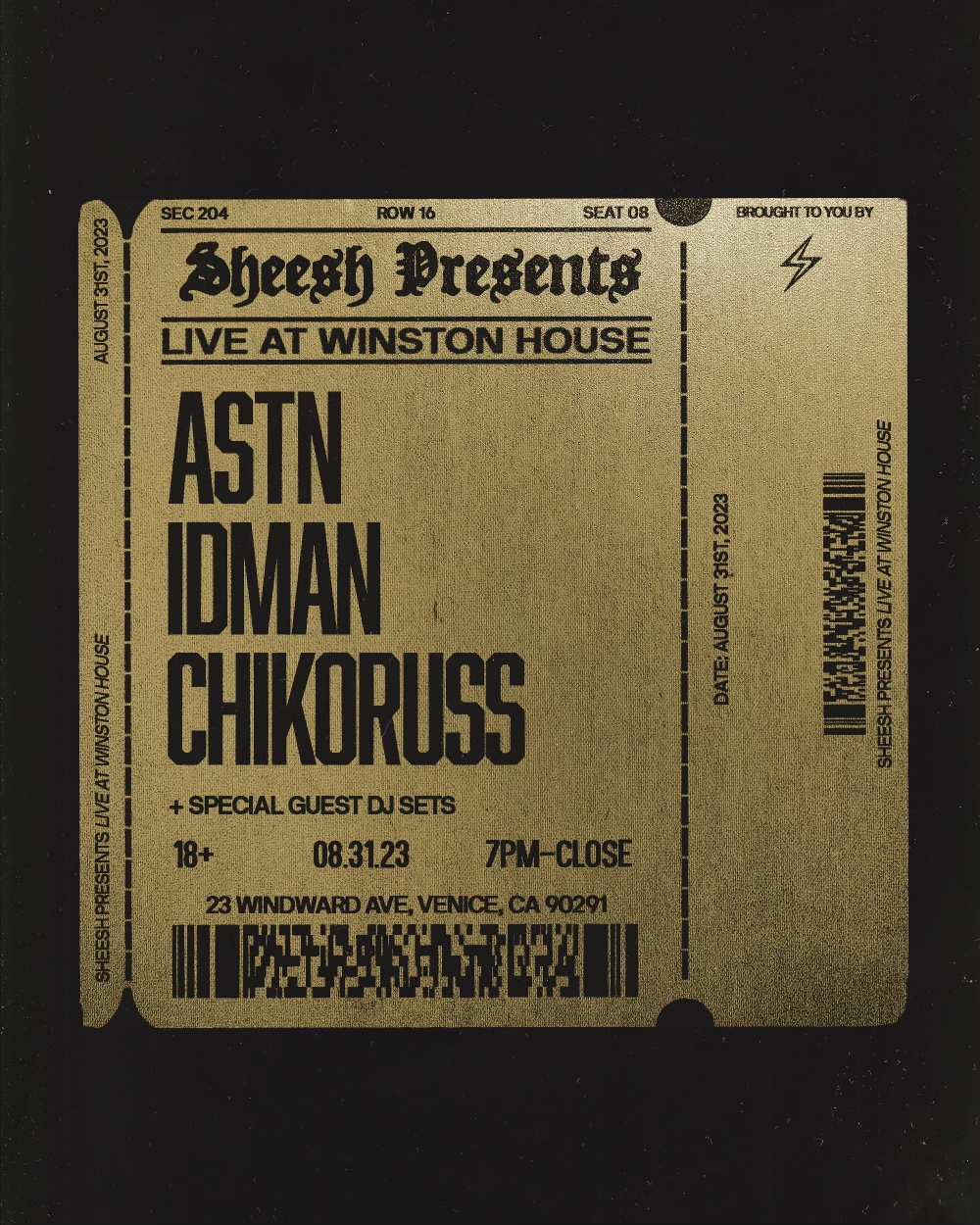 Sheesh Presents: ASTN, IDMAN, & CHIKORUSS Live @ Winston House