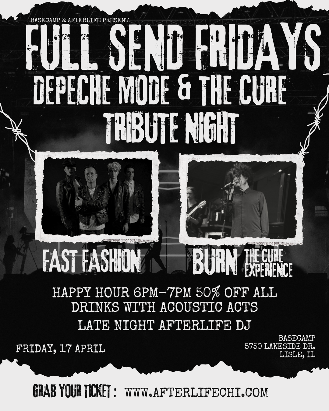Depeche Mode & The Cure Live at Basecamp + Happy Hour + Late Night DJ