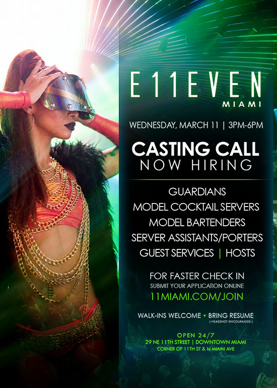E11EVEN MIAMI CASTING CALL