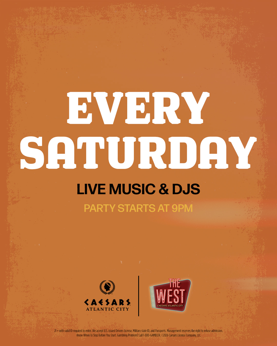 Live Music Saturdays at The West | Caesars Atlantic City Nightlife