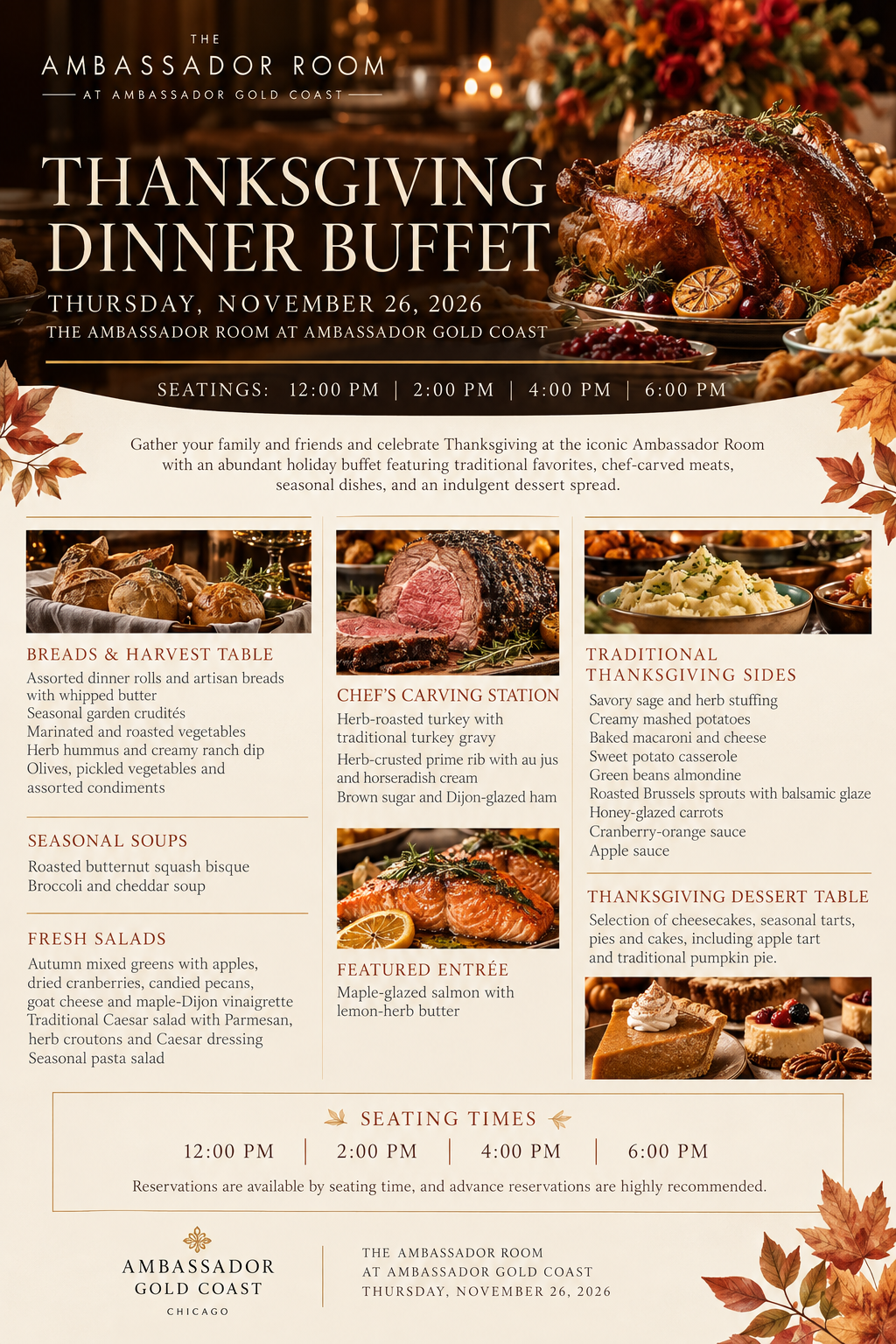 Thanksgiving Dinner Buffet at The Ambassador Room