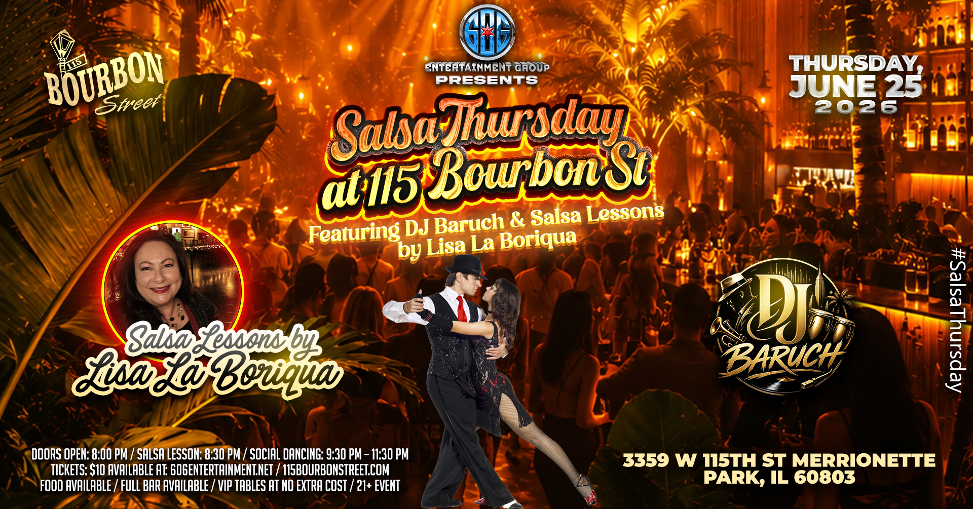 SALSA THURSDAY: Salsa Lessons & Social Dancing at 115 Bourbon Street