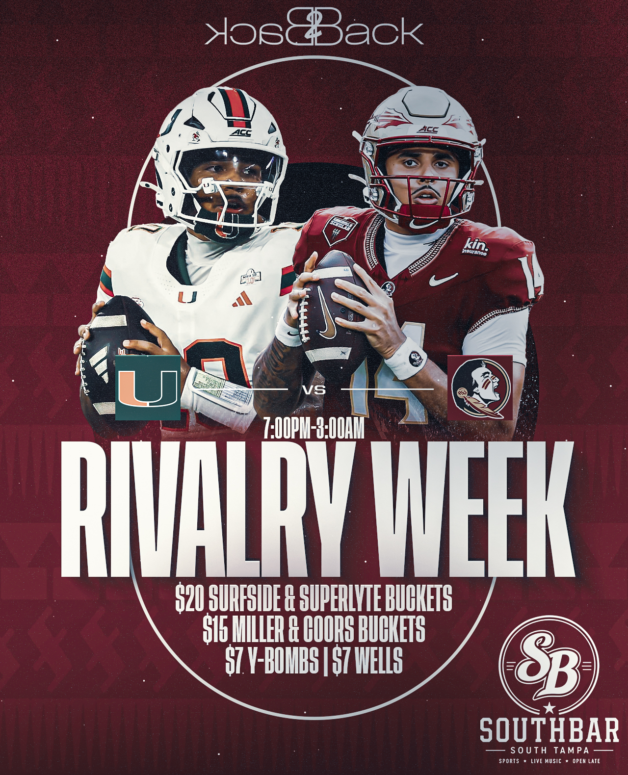B2B x Southbar Present: RIVALRY WEEK