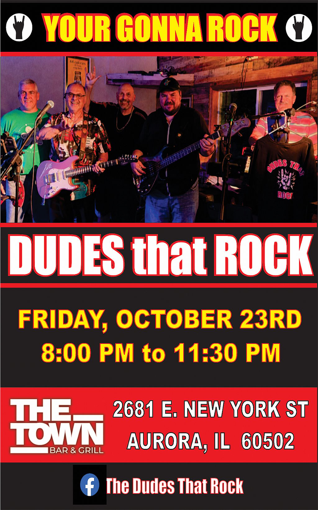 Happy Hour 50% off All Drinks and Live Music by Dudes That ROCK!