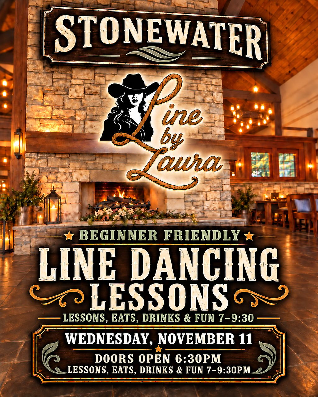 Line by Laura: Line Dancing Class, Food & Fun