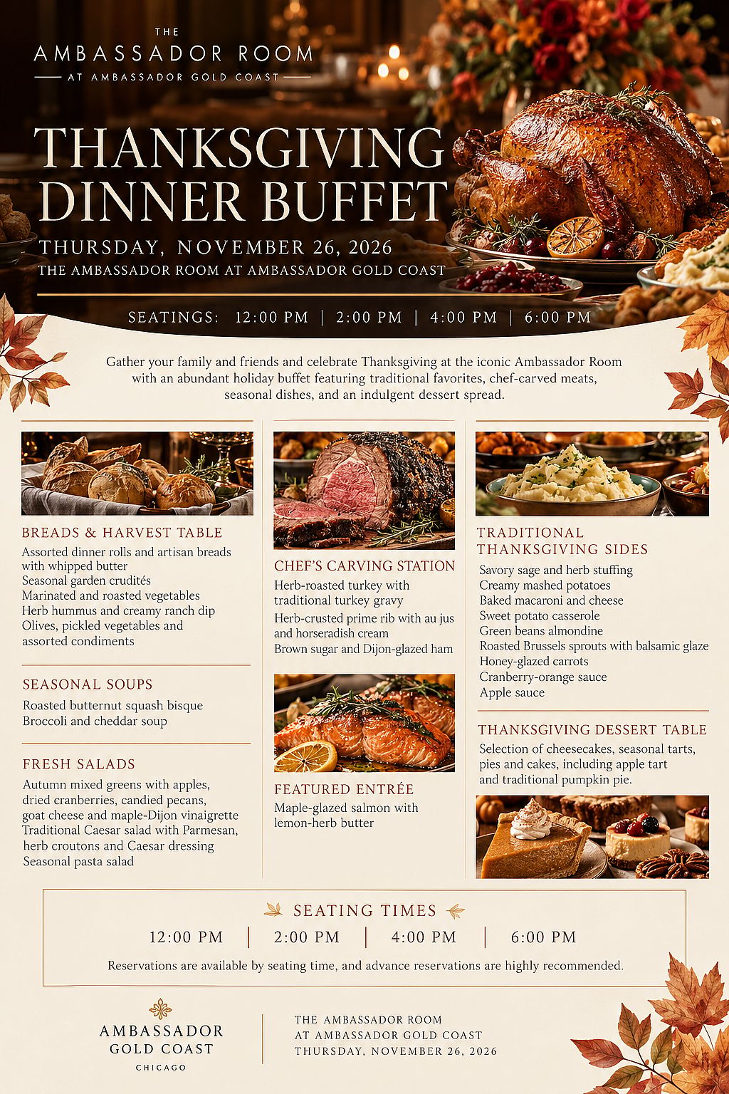 Thanksgiving Dinner Buffet at The Ambassador Room
